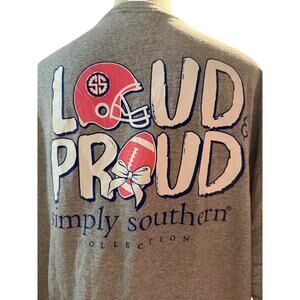 Simply Southern Loud & Proud Football Graphic Tee, Gray, Women's Plus Size 2XL
